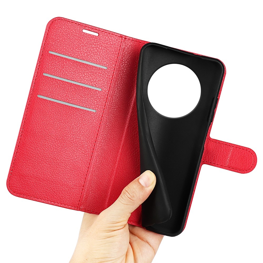 Litchi könyvtáska a Realme 14 Pro 5G készülékhez - piros