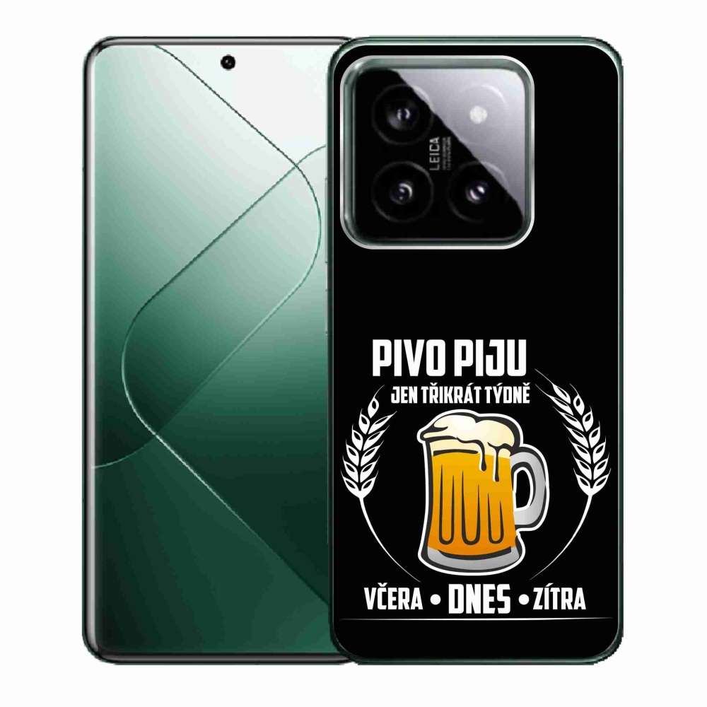 Gél borító mmCase a Xiaomi 14 - sör motívum fekete háttérrel