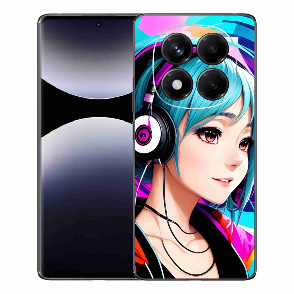 Gél borító mmCase a Xiaomi Redmi Note 14 Pro-hoz - lány fejhallgatóval