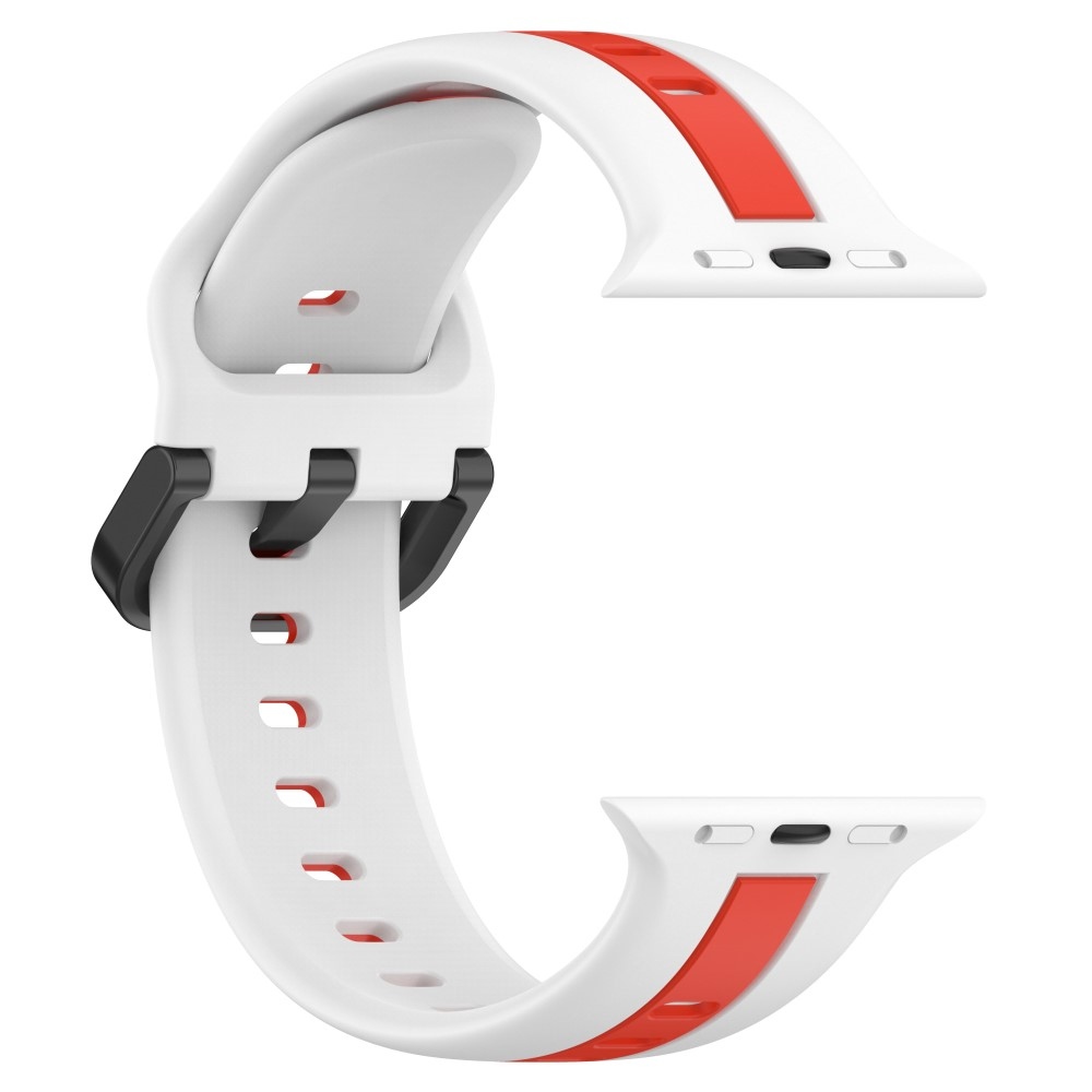 Szíj szilikon szíj Apple Watch Ultra/Ultra 2 49mm/SE/SE 2022/2023 44mm/9/8/7 45mm/6/5/4 44mm/3/2/1 42 mm - fehér/piros