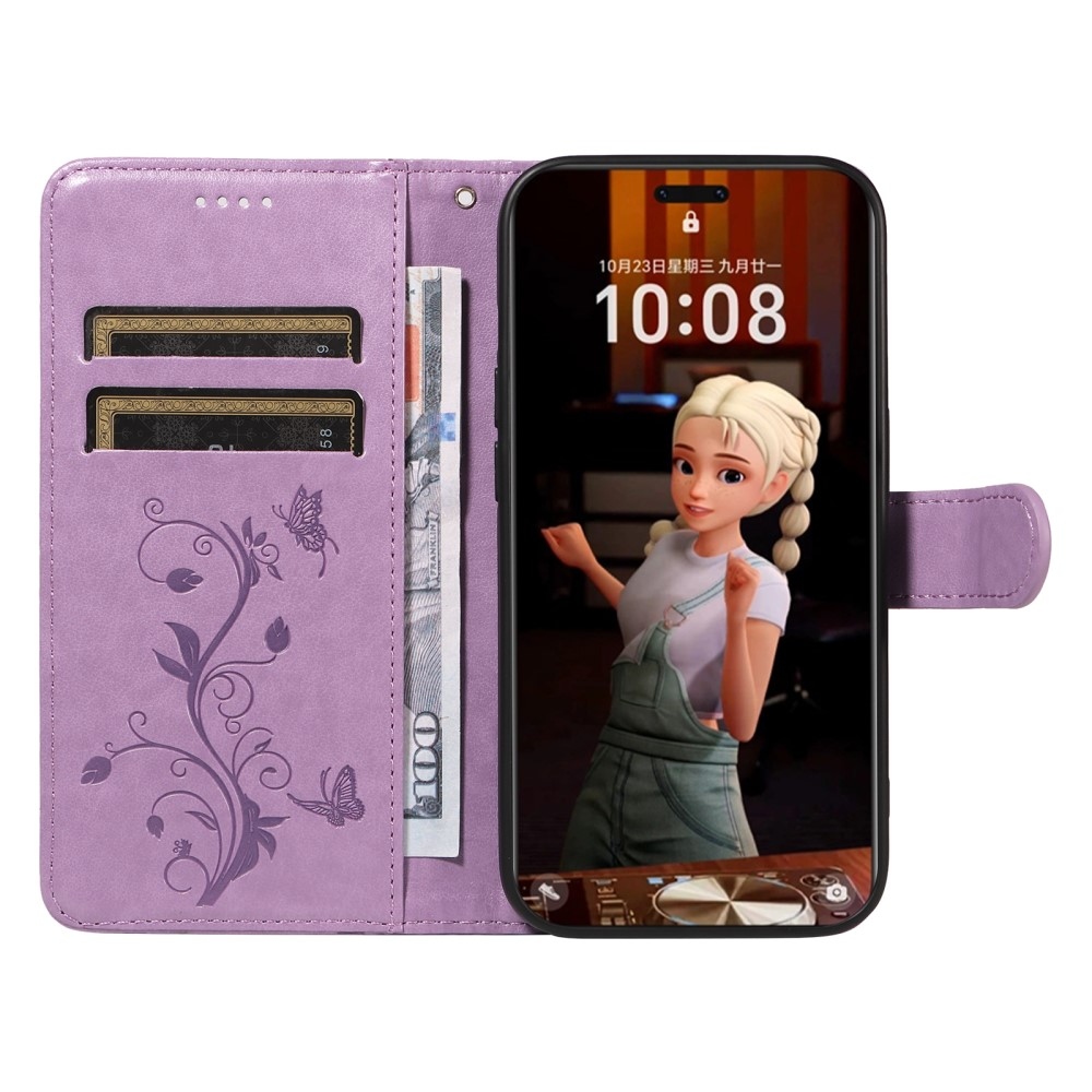 Virágos könyv tok a Honor Magic 7 Pro 5G készülékhez - világos lila