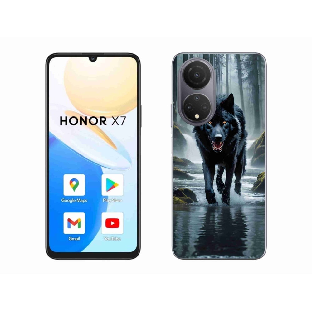 Zselés borítás mmCase a Honor X7-hez - fekete farkas