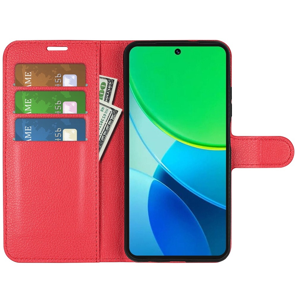 Litchi könyvtáska Vivo Y19s készülékhez - piros