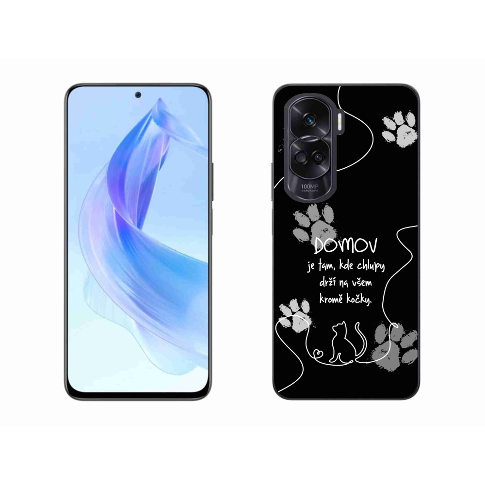 Gél borító mmCase a Honor 90 Lite készülékhez - macska motívum fekete háttérrel