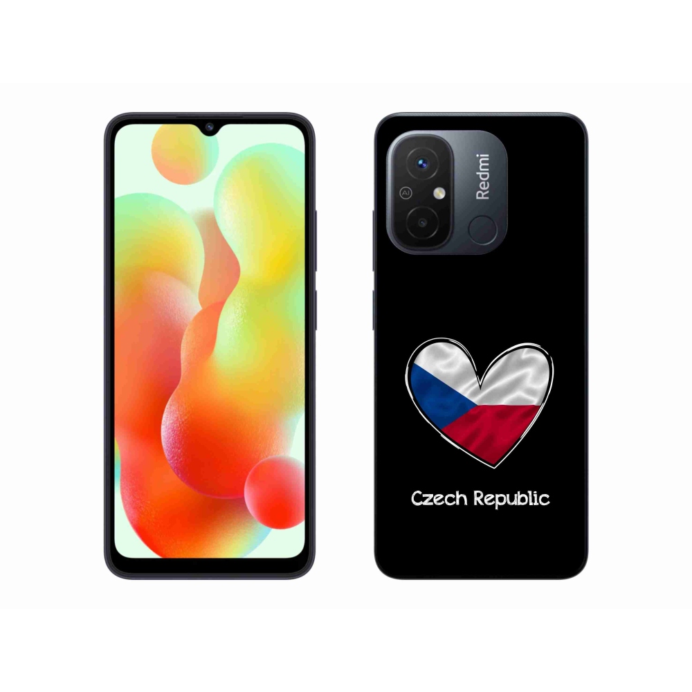 Gél borító mmCase a Xiaomi Redmi 12C-hez - szív zászló fekete háttérrel