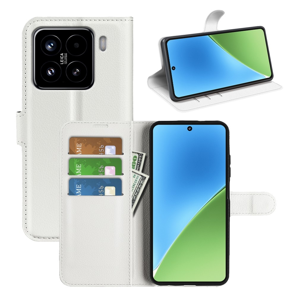Litchi könyv tok a Xiaomi 15-öshöz - fehér