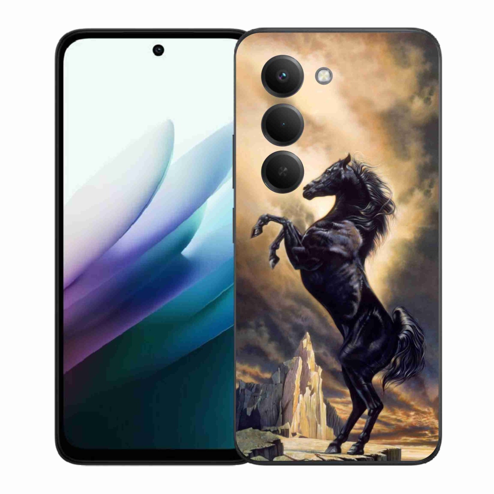 Gél borító mmCase a Xiaomi Redmi 15 4G/5G (171mm) - fekete rajzfilm lóhoz