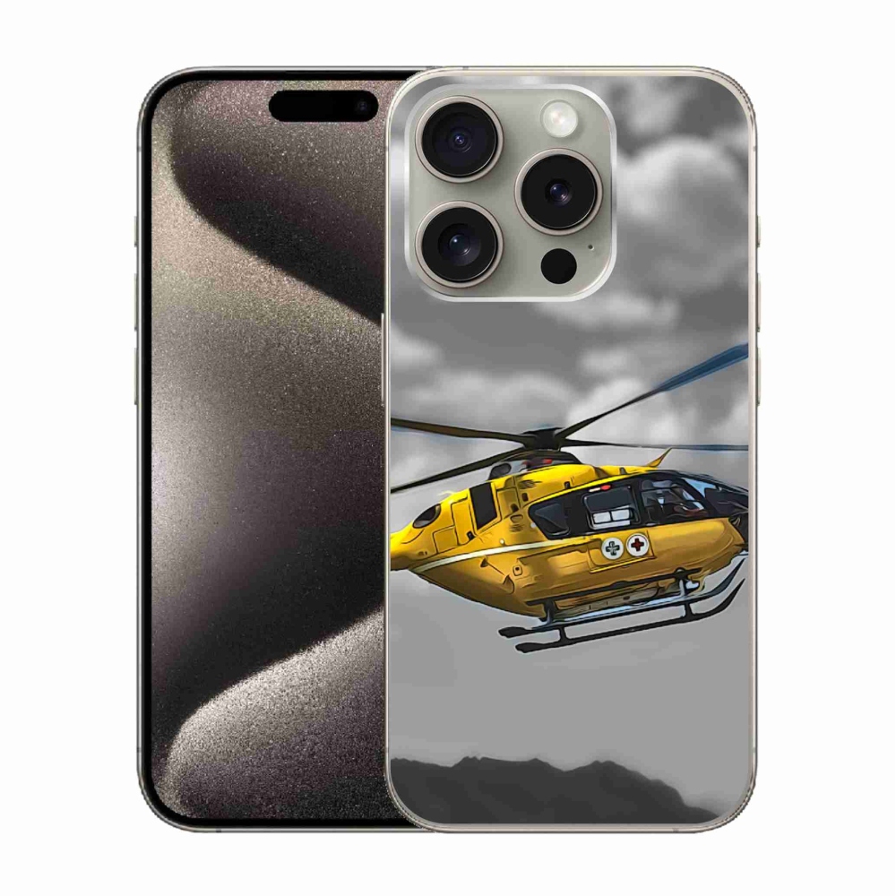 Zselés borítás mmCase iPhone 15 Pro készülékhez - sárga helikopter