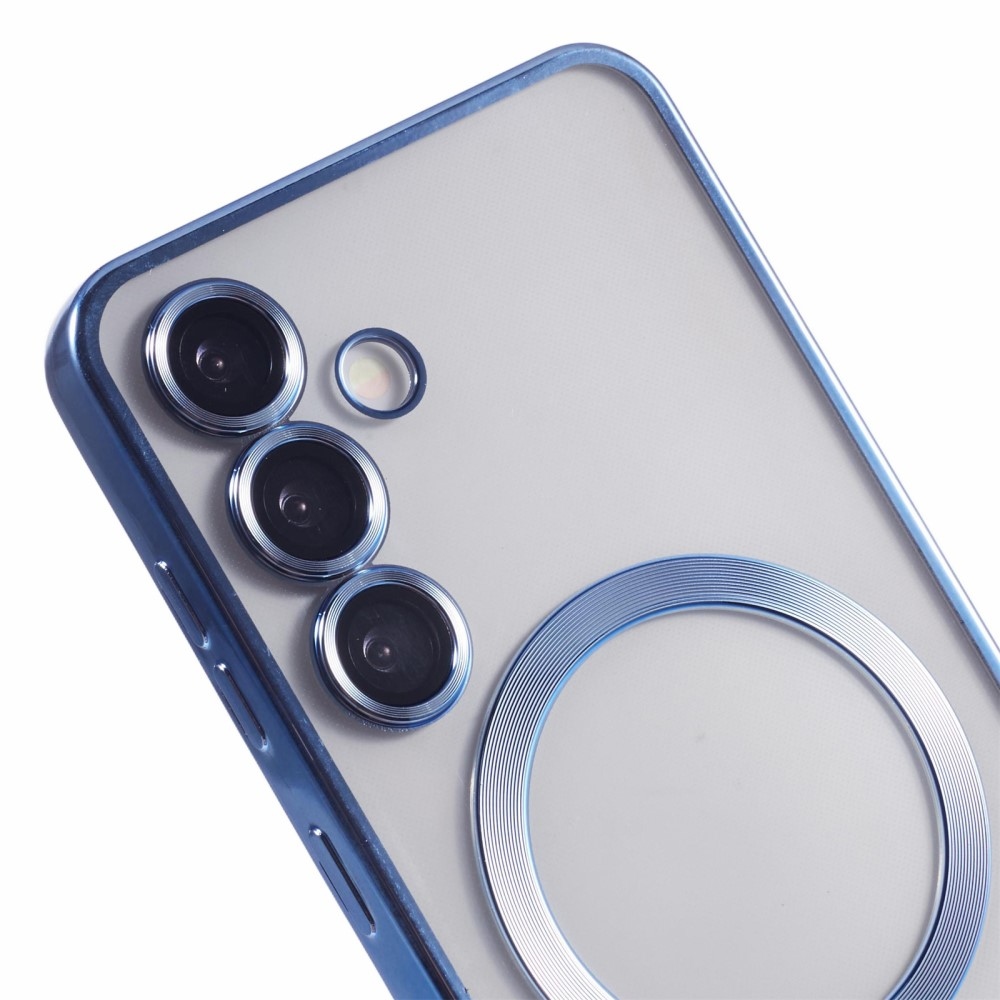 Átlátszó tok kameravédelemmel és MagSafe támogatással Samsung Galaxy S25 készülékhez - kék