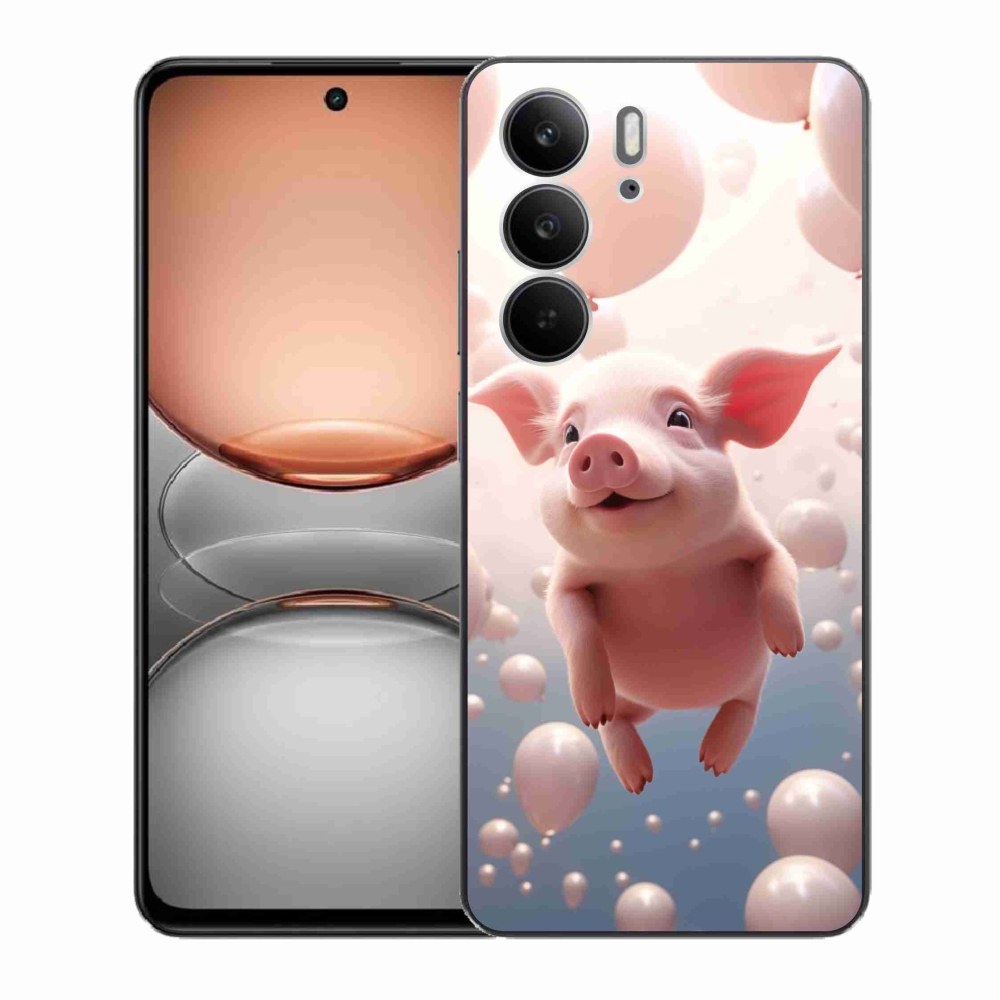 Gél borító mmCase a Realme C75 készülékhez - malac lufikkal