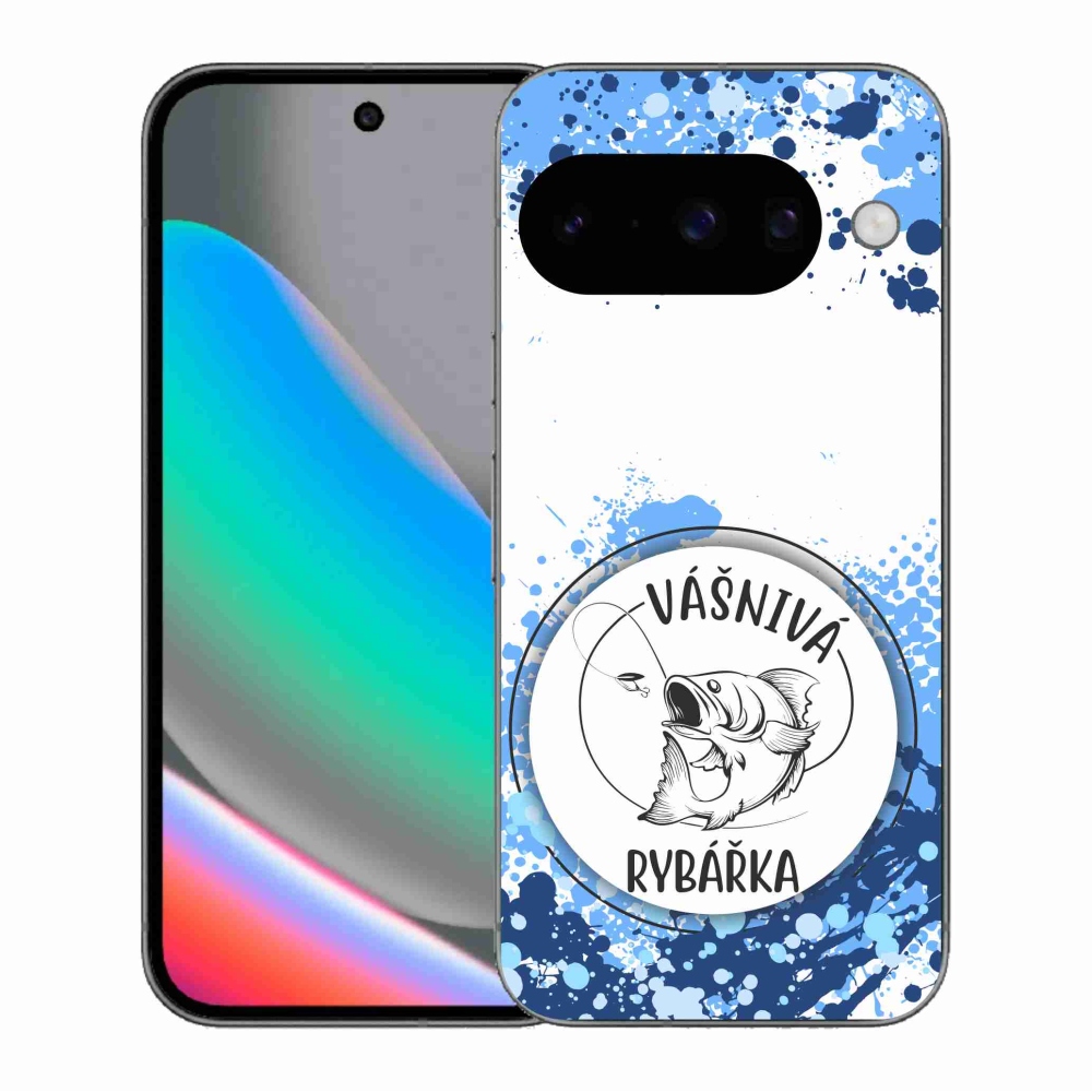 Gél borítás mmCase a Google Pixel 10 számára - szenvedélyes halász fehér háttérrel