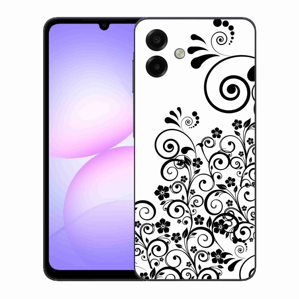 Gél borítás mmCase Samsung Galaxy A07 4G - fekete és fehér virágmintás borítás - Samsung Galaxy A07 4G