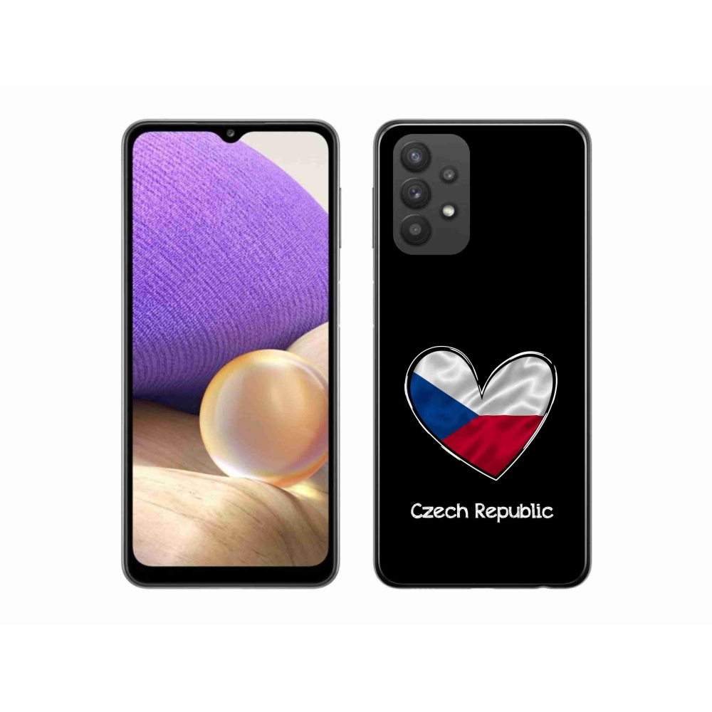 Gél védőhuzat mmCase Samsung Galaxy A32 5G - zászlós szív fekete háttérrel