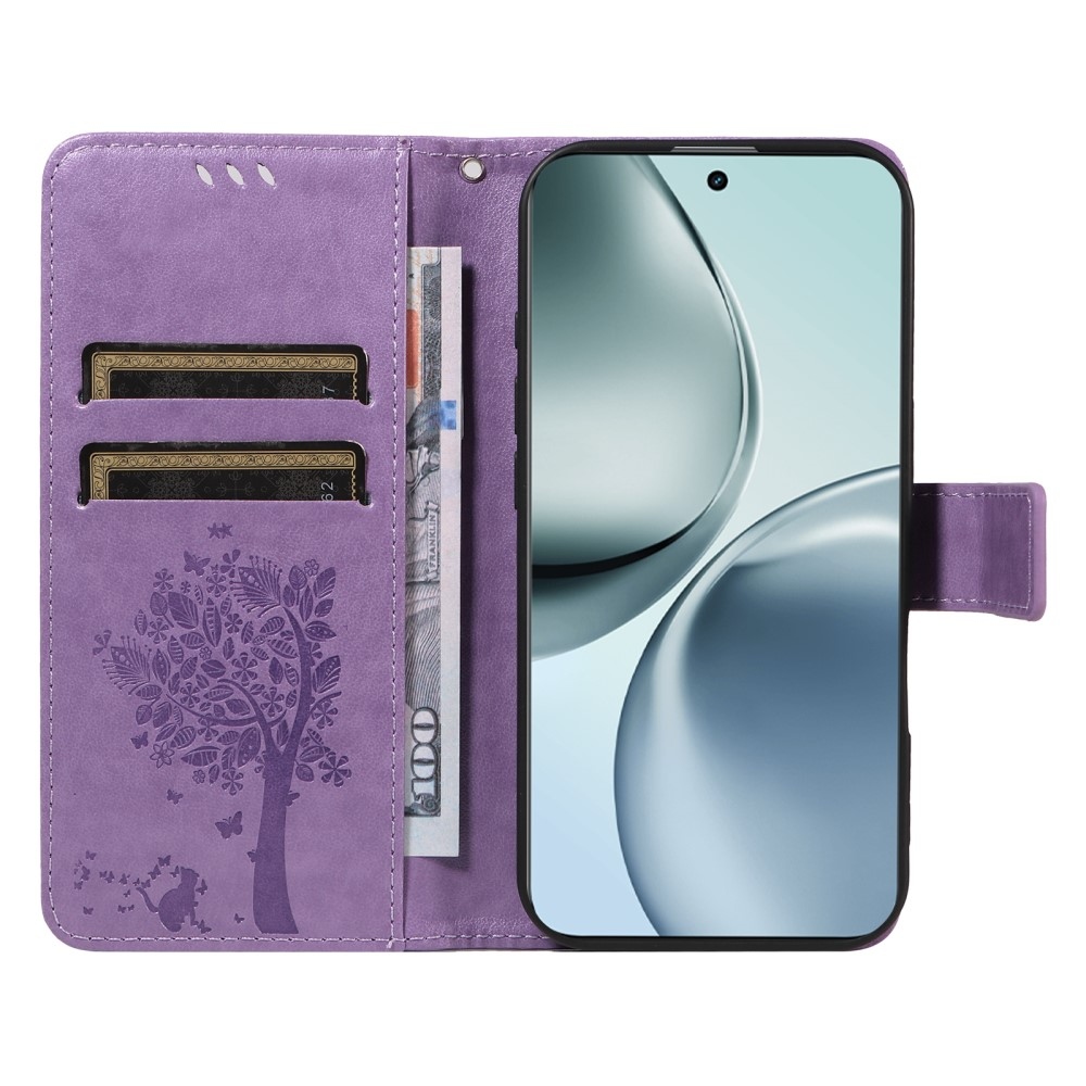 Fák könyvtáska a Realme 14 Pro+ 5G számára - világos lila