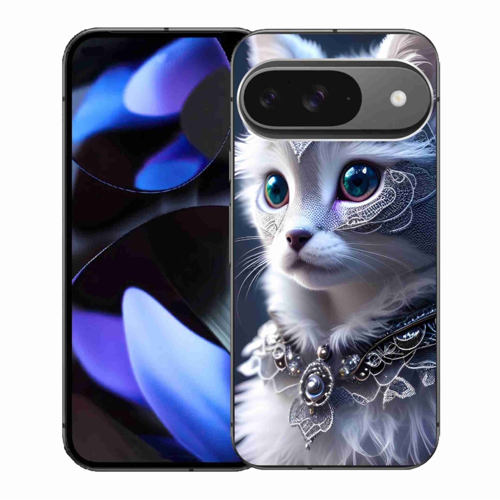 Zselés borítás mmCase a Google Pixel 9/9 Pro készülékhez - fehér macska
