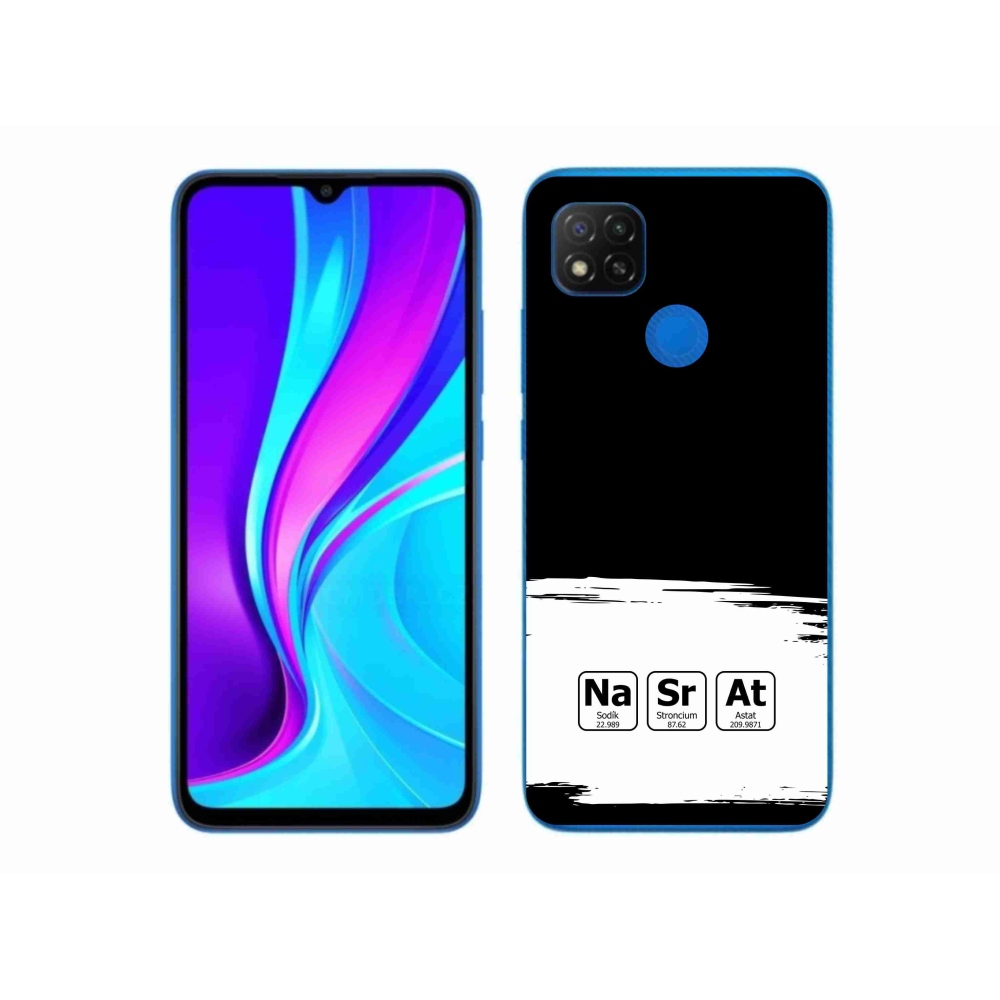 Gél borító mmCase a Xiaomi Redmi 9C - kémiai elemek fehér és fekete háttérrel