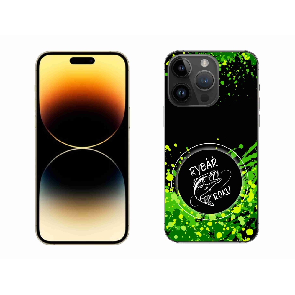 Zselés borítás mmCase iPhone 14 Pro Max 6.7 készülékhez - Az év horgásza fekete háttérrel