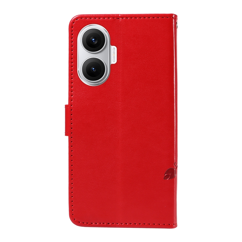 Virágok könyv tok a Xiaomi Poco F7 5G-hez - piros