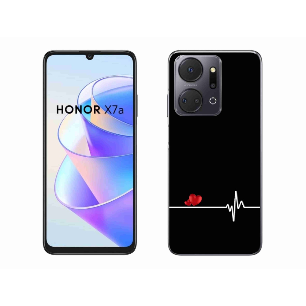 Gél borító mmCase a Honor X7a készülékhez - szív és szívverés fekete háttérrel