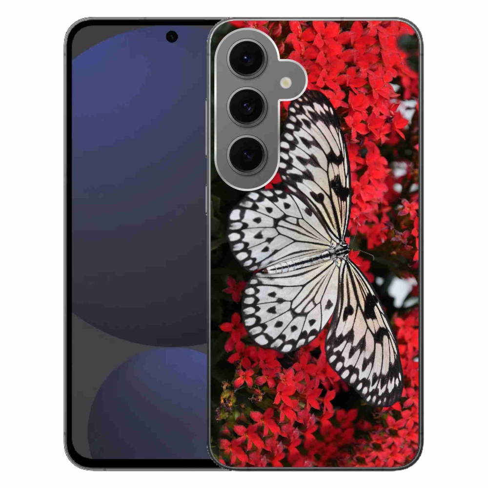 Gél védőhuzat mmCase Samsung Galaxy S24 FE - fekete-fehér pillangó 1