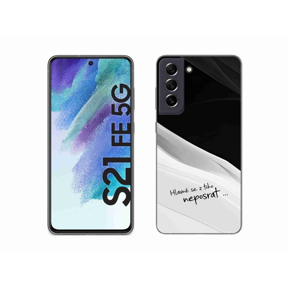 Gél borítás mmCase Samsung Galaxy S21 FE 5G - vicces szöveg 13 fehér és fekete háttérrel