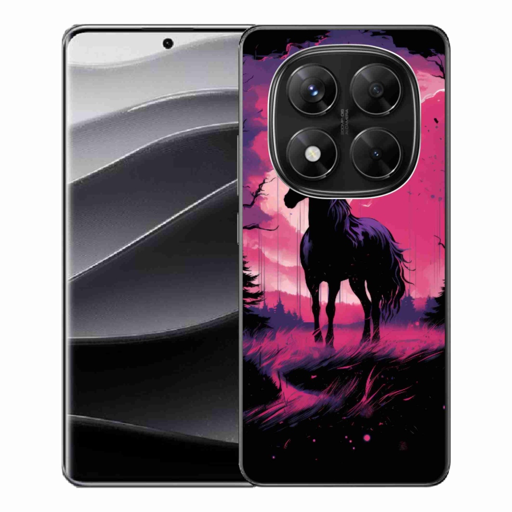 Gél borítás mmCase a Xiaomi Redmi Note 14 Pro 5G/Poco X7 5G számára - fekete rajzfilm ló 1