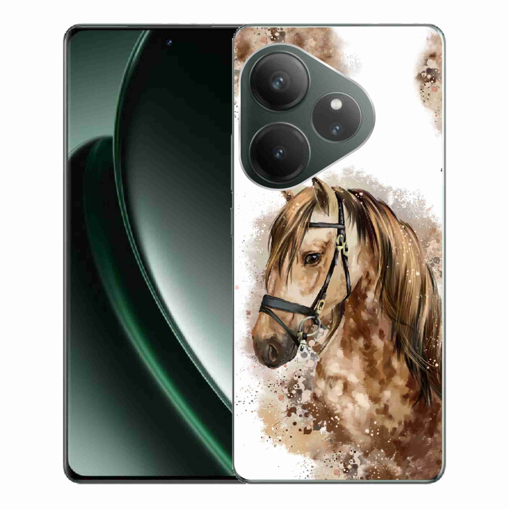 Zselés borítás mmCase a Realme GT 6 5G/GT 6T 5G számára - barna rajzfilm ló