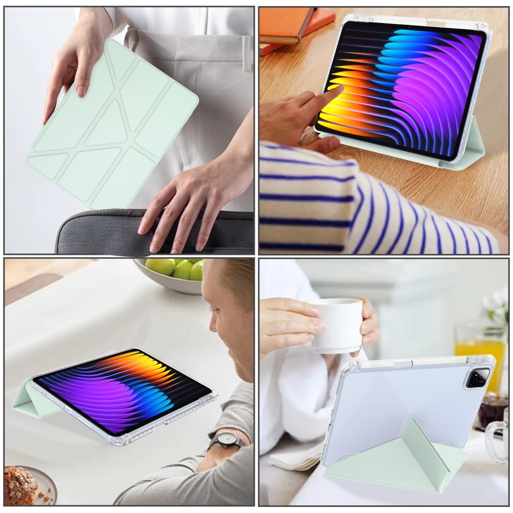 Origami intelligens pozicionáló tok Xiaomi Pad 7/7 Pro táblagéphez - világoszöld