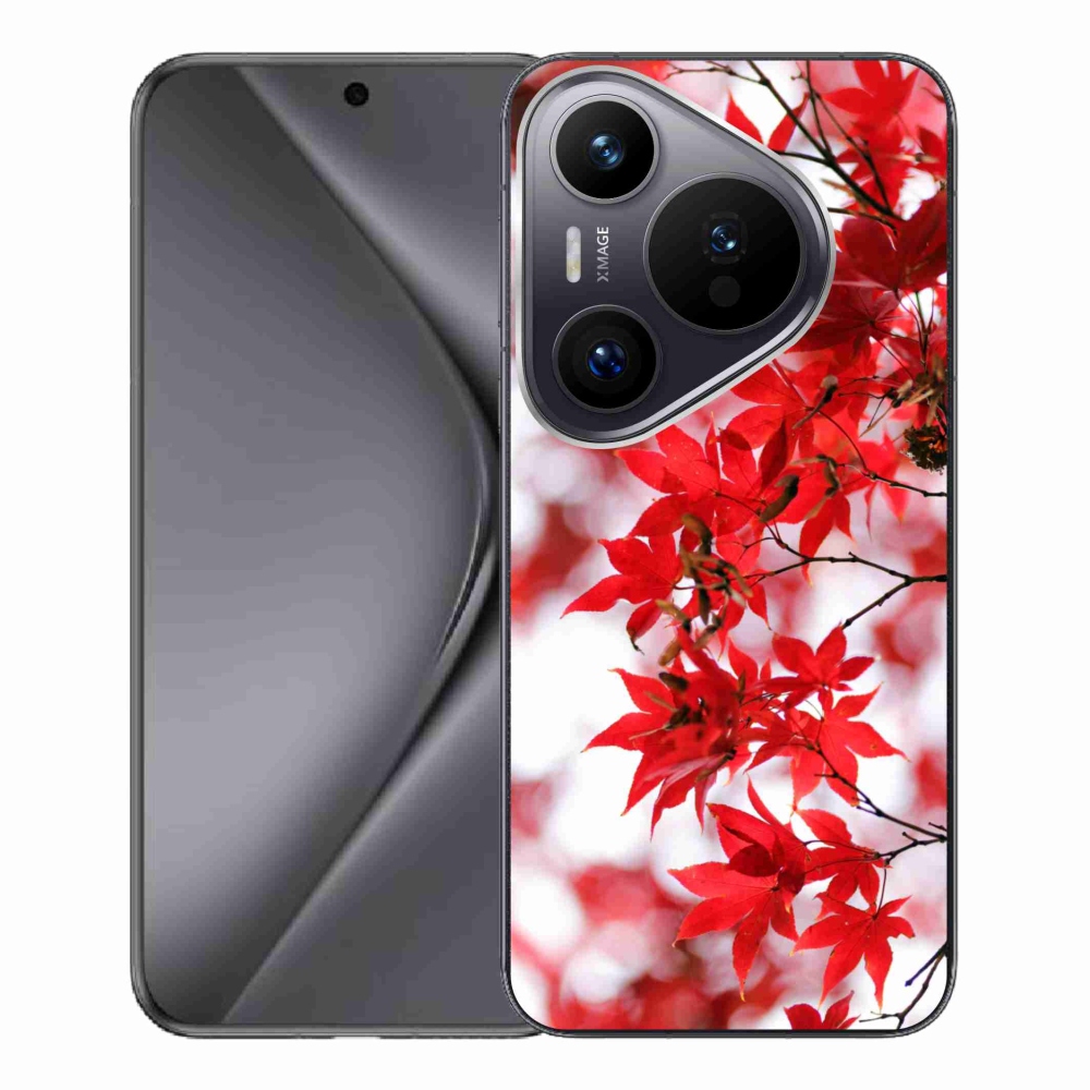 Zselés borítás mmCase a Huawei Pura 70 Pro készülékhez - piros levelek