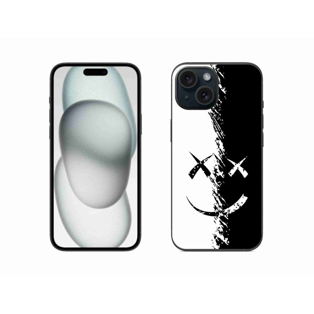 Zselés borítás mmCase iPhone 15 készülékhez - fekete-fehér mosolygó