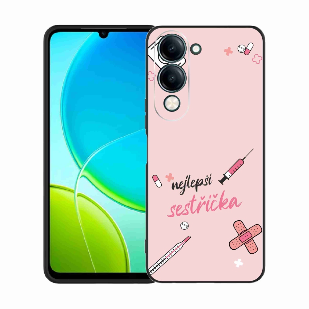 Gél borító mmCase a Vivo Y29s 5G-n - a legjobb kishúg rózsaszín háttérrel