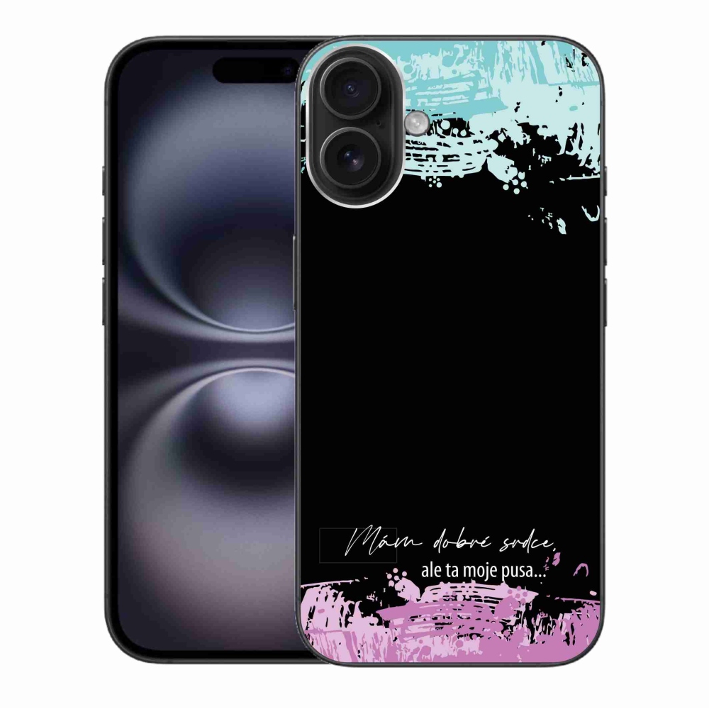 Gél borítás mmCase iPhone 16 Plus készülékhez - vicces szöveg 3 fekete háttér