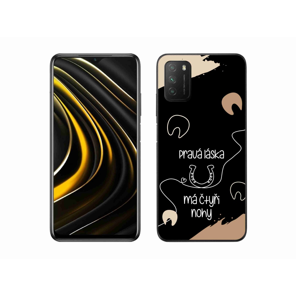 Gél borító mmCase a Xiaomi Poco M3-hoz - ló motívum fekete háttérrel