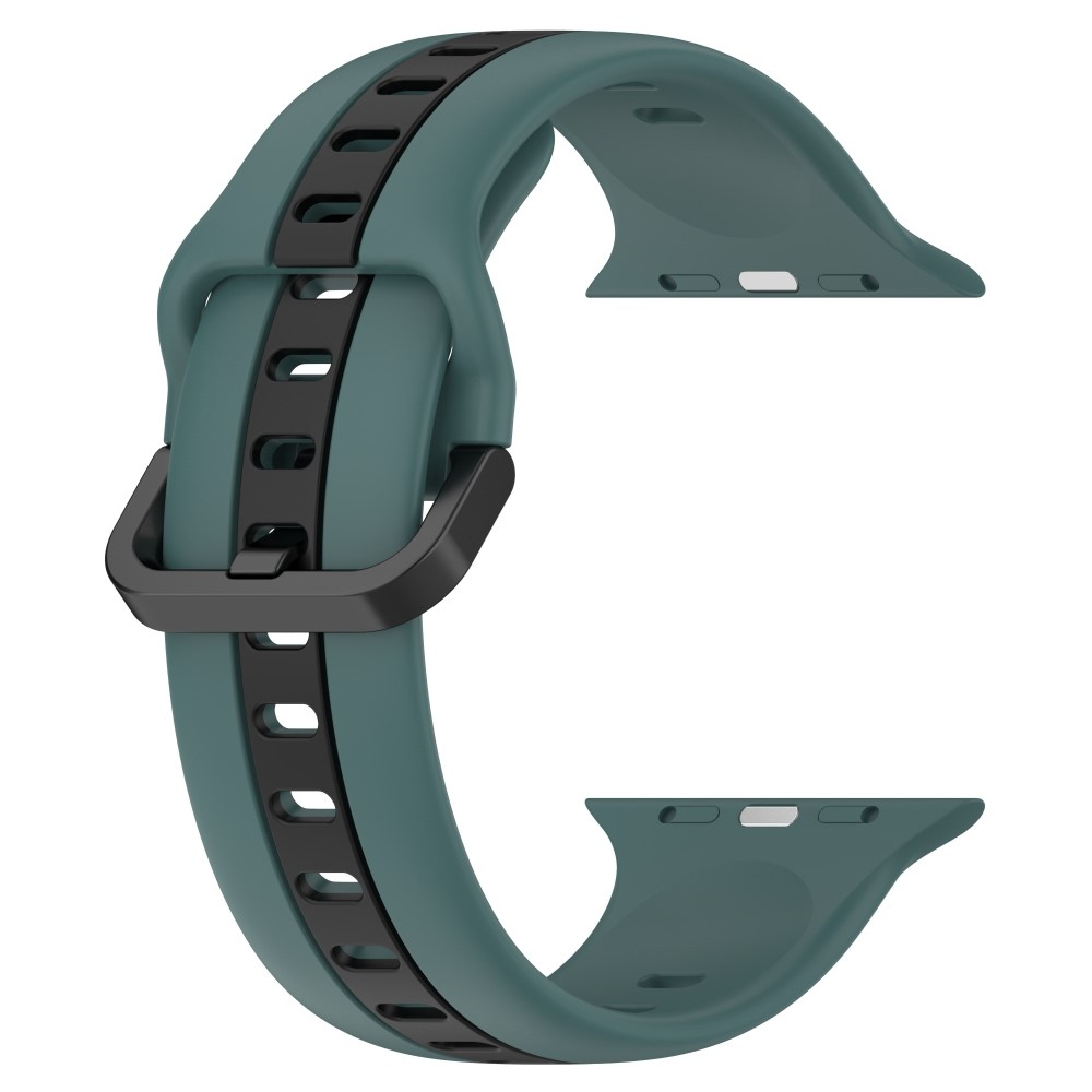 Szíj szilikon szíj Apple Watch Ultra/Ultra 2 49mm/SE/SE 2022/2023 44mm/9/8/7 45mm/6/5/4 44mm/3/2/1 42 mm-es Apple Watch Ultra/Ultra 2 órához - zöld/fekete színű