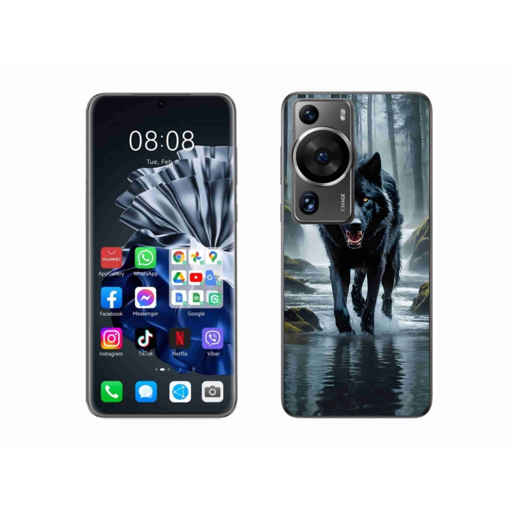 Gél borítás mmCase a Huawei P60 Pro készülékhez - fekete farkas