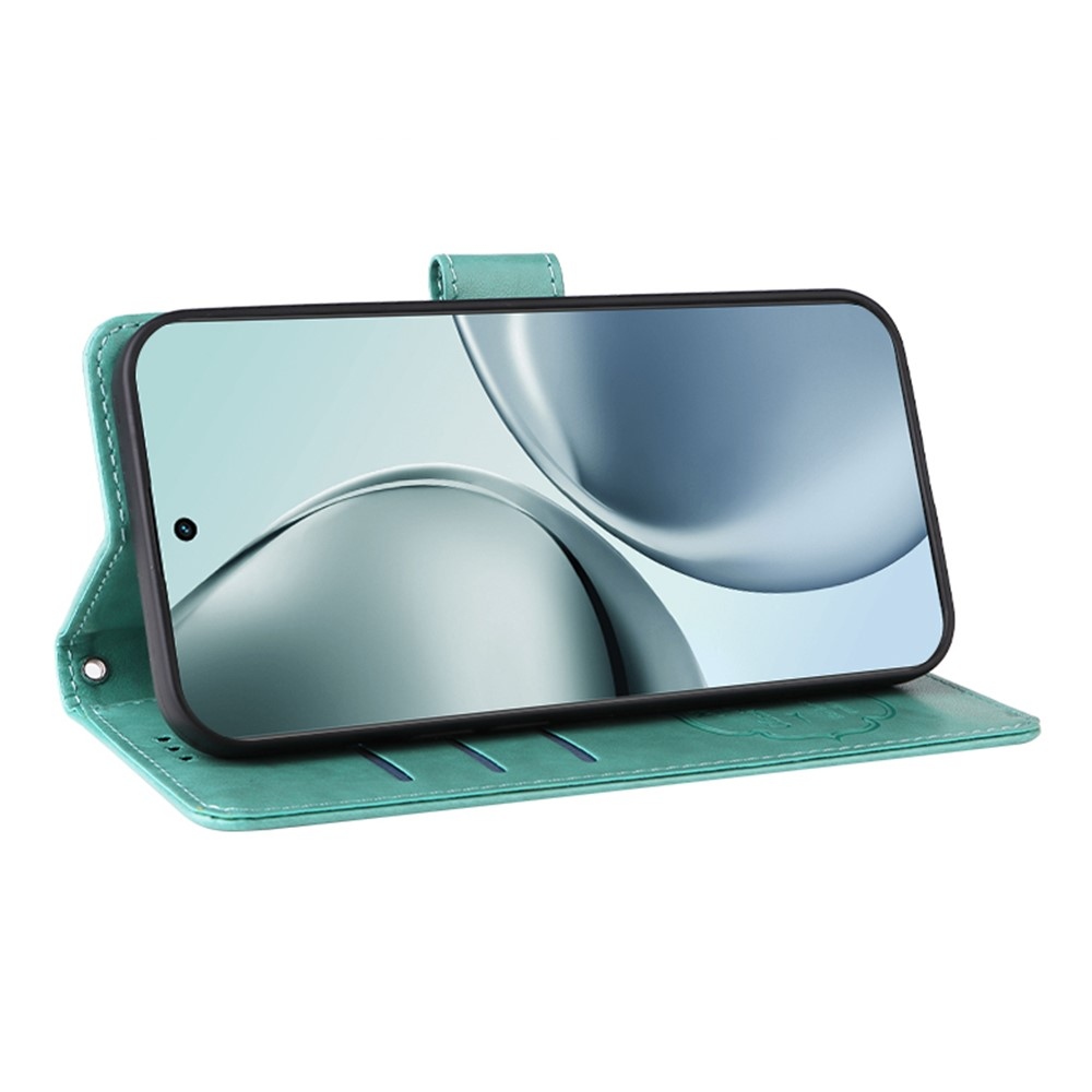 Virágos könyvtáska a Realme 14 Pro+ 5G készülékhez - teal színű