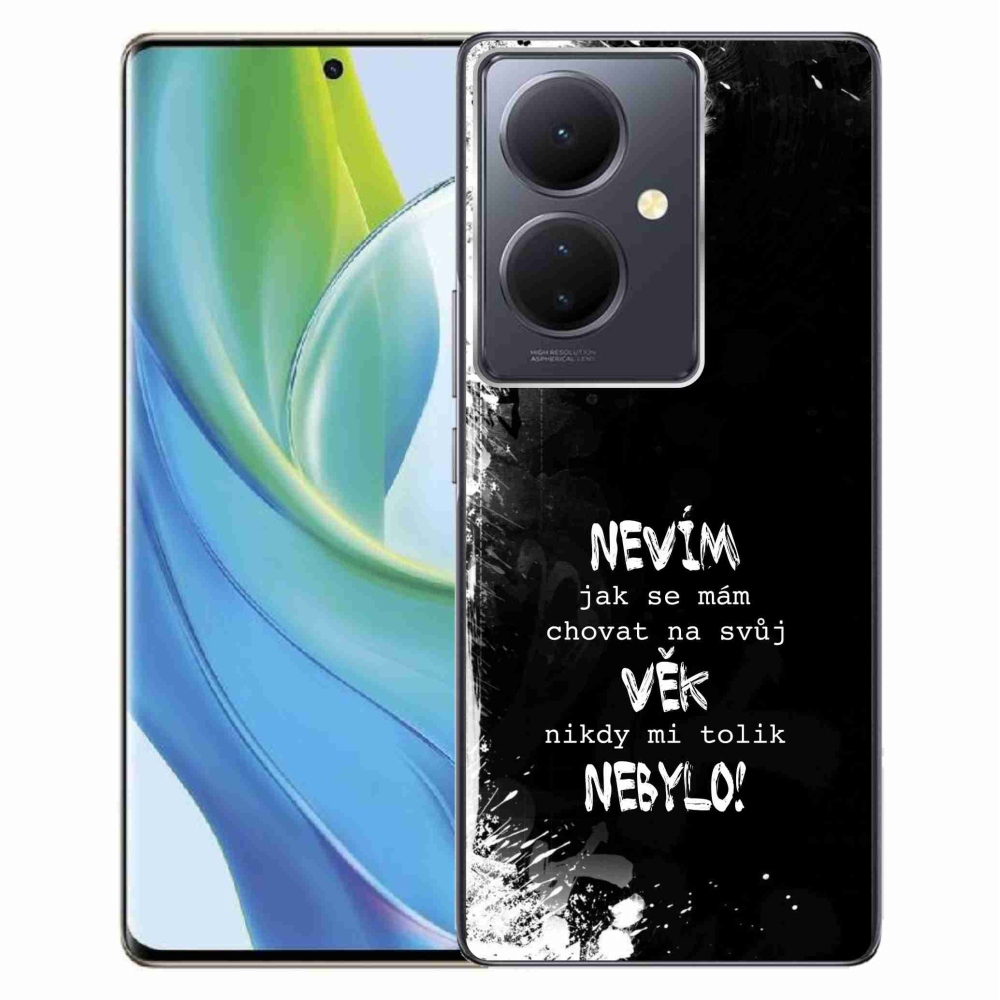 Gél borító mmCase a Vivo V29 Lite 5G-hez - vicces szöveg 14 fekete háttér