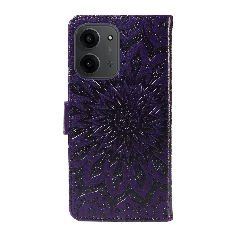 Napraforgó könyv tok Xiaomi Redmi 15C 4G/5G (173mm) - sötét lila