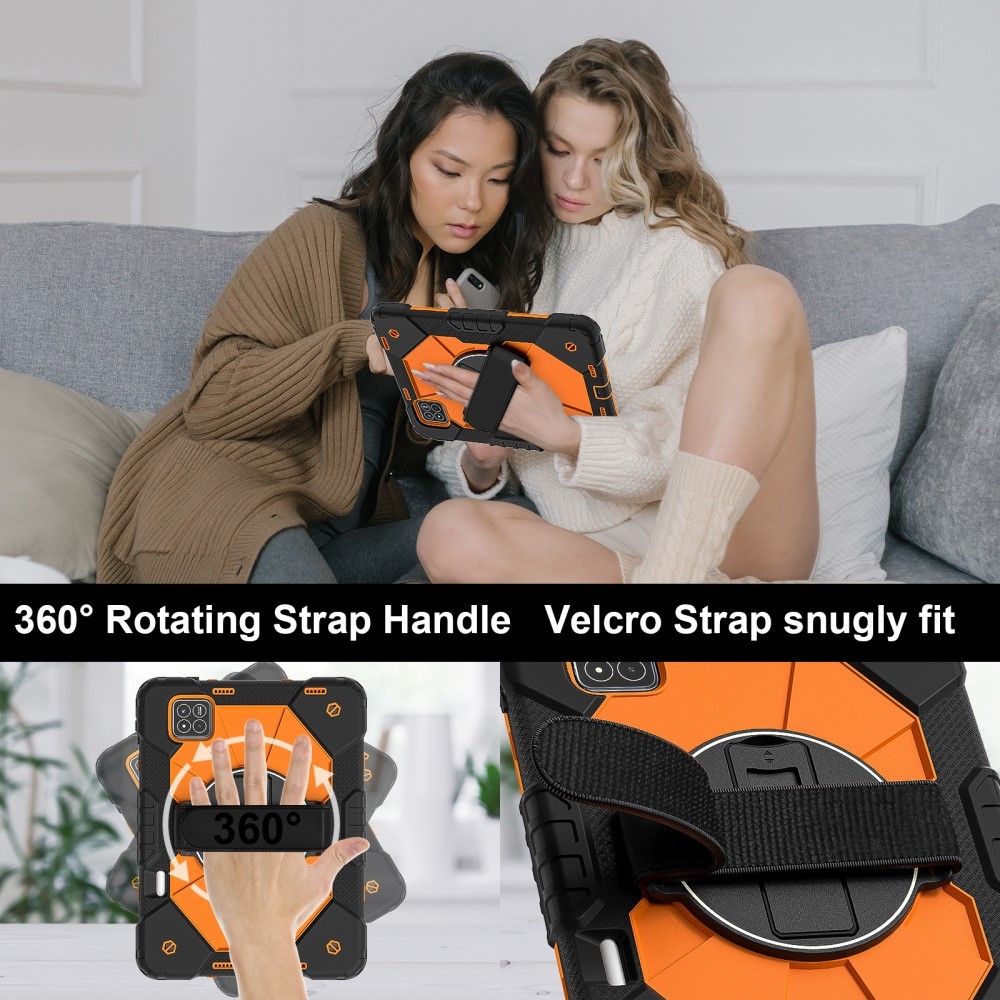 Strapabíró huzat kéztartóval és vállpánttal Xiaomi Pad 7/7 Pro-hoz - fekete/narancs