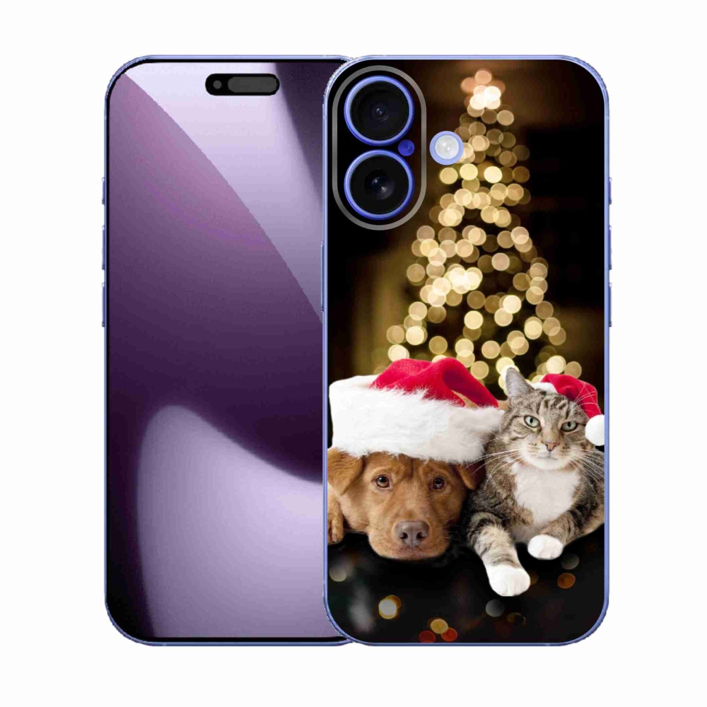 Gél borítás mmCase iPhone 17 készülékhez - Karácsonyi kutya és macska