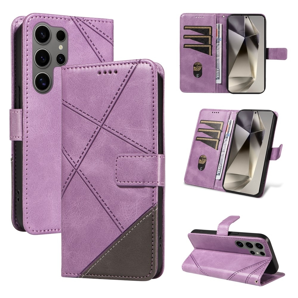 Vonalak könyv tok Samsung Galaxy S25 Ultra - világos lila