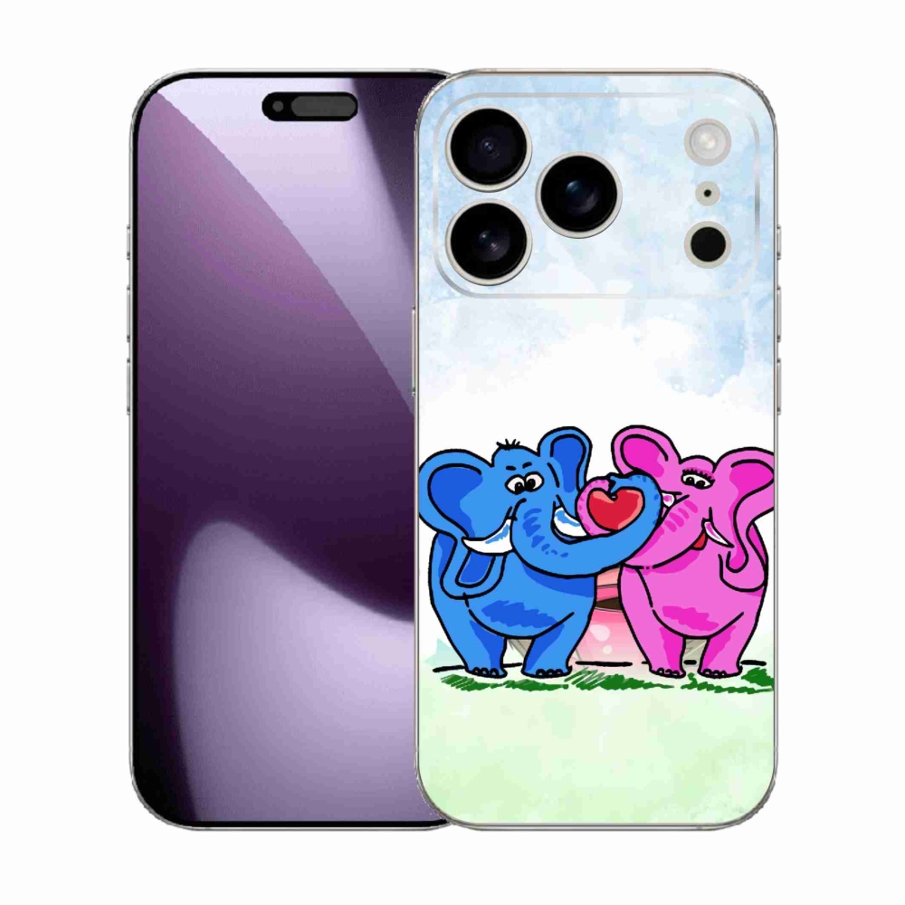 Gél borítás mmCase iPhone 17 Pro készülékhez - szerelmes elefántok