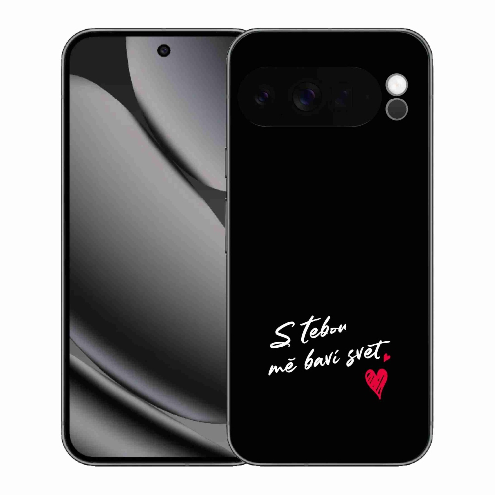 Gél borítás mmCase a Google Pixel 10 Pro XL-hez - szerelmes szöveg 1 fekete háttér