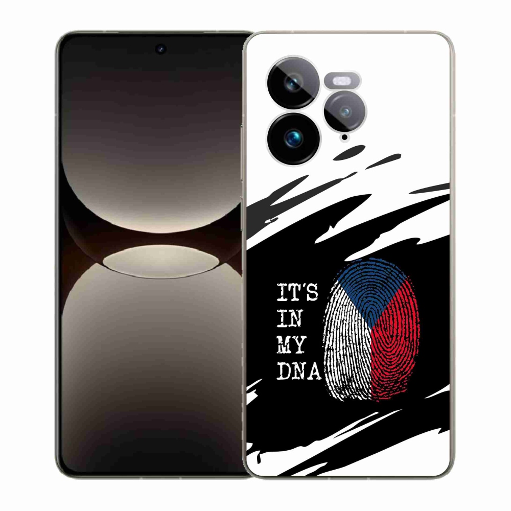 Gél borítás mmCase a Realme GT 7 Pro 5G-n - zászlós ujjlenyomat fekete és fehér háttérrel