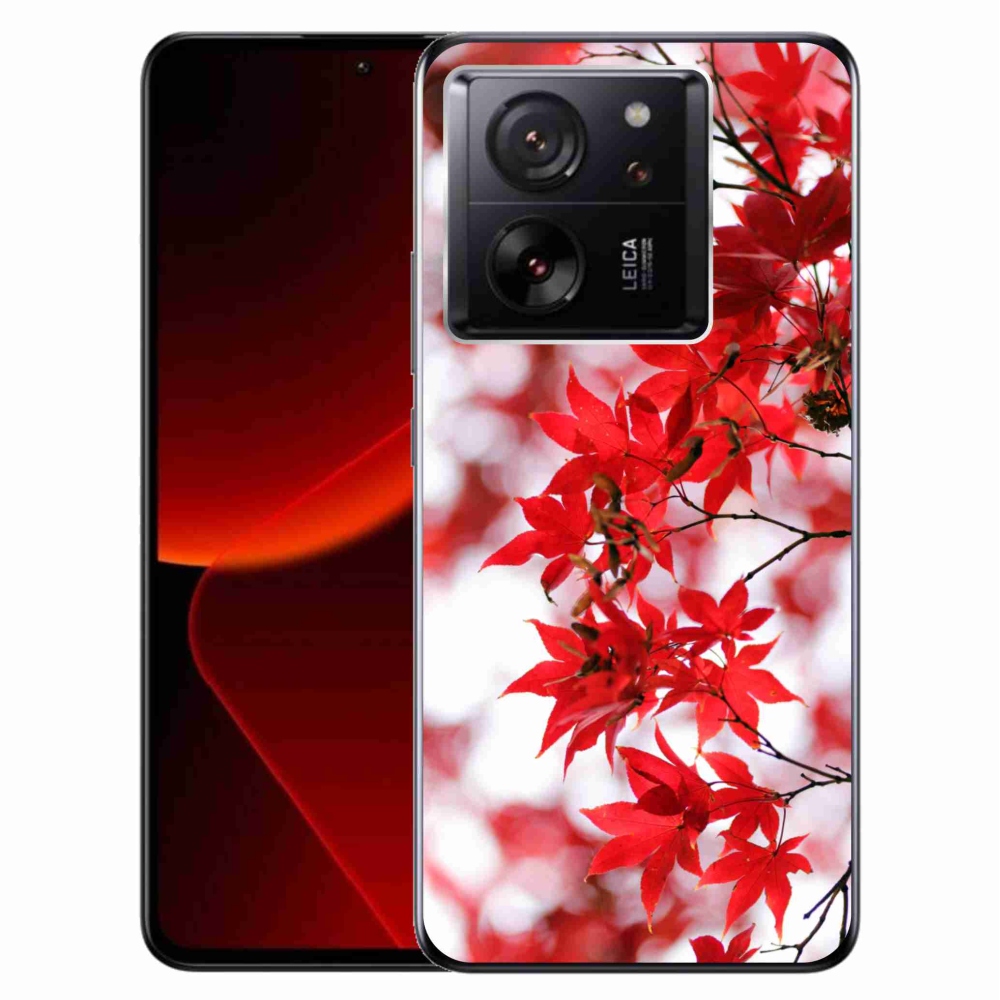 Gél borítás mmCase a Xiaomi 13T/13T Pro számára - piros levelek