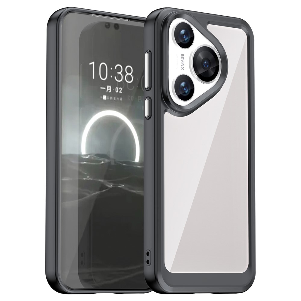 Gél tok fix hátlappal a Huawei Pura 70 készülékhez - fekete