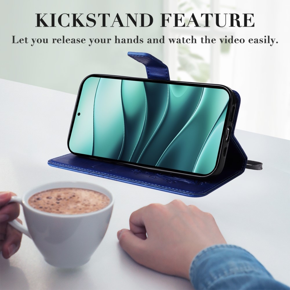 Nagy pillangó könyv tok a Xiaomi Redmi Note 14 5G-hez - kék