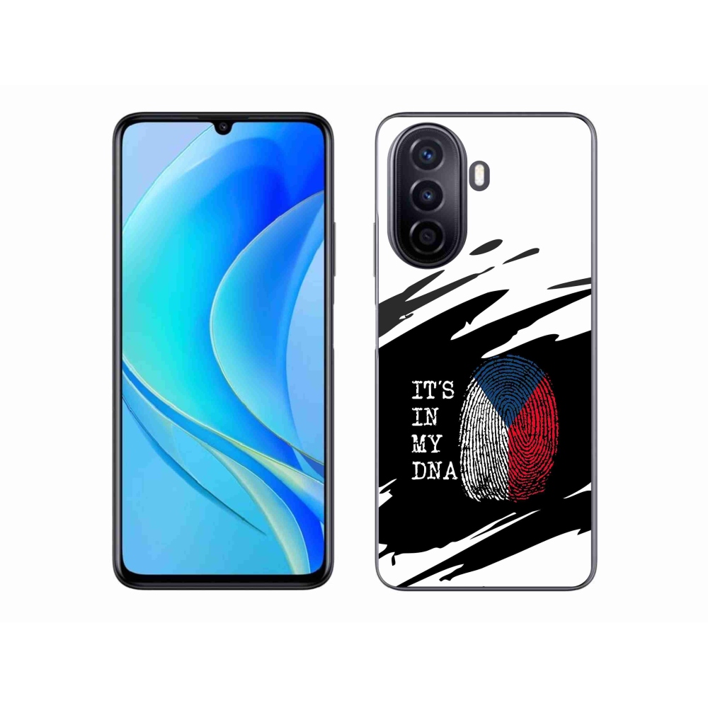 Gél borító mmCase a Huawei Nova Y70 - zászló ujjlenyomat fekete és fehér háttérrel