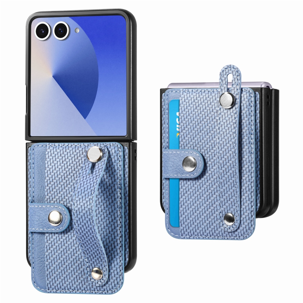 Műbőrrel borított műanyag borítás Samsung Galaxy Z Flip7 5G - kék