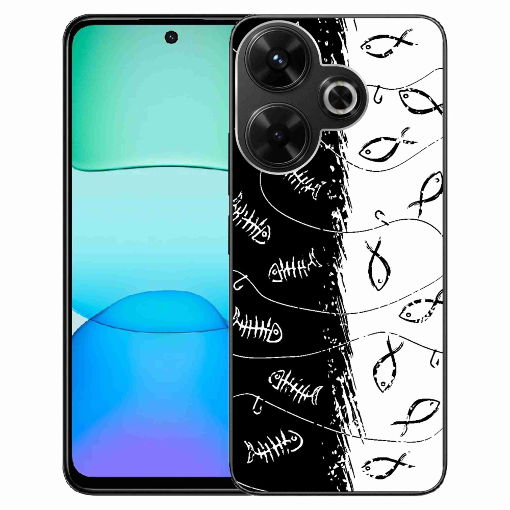 Gél borító mmCase a Xiaomi Redmi 13 4G/Poco M6 4G - csontvázak és halak számára